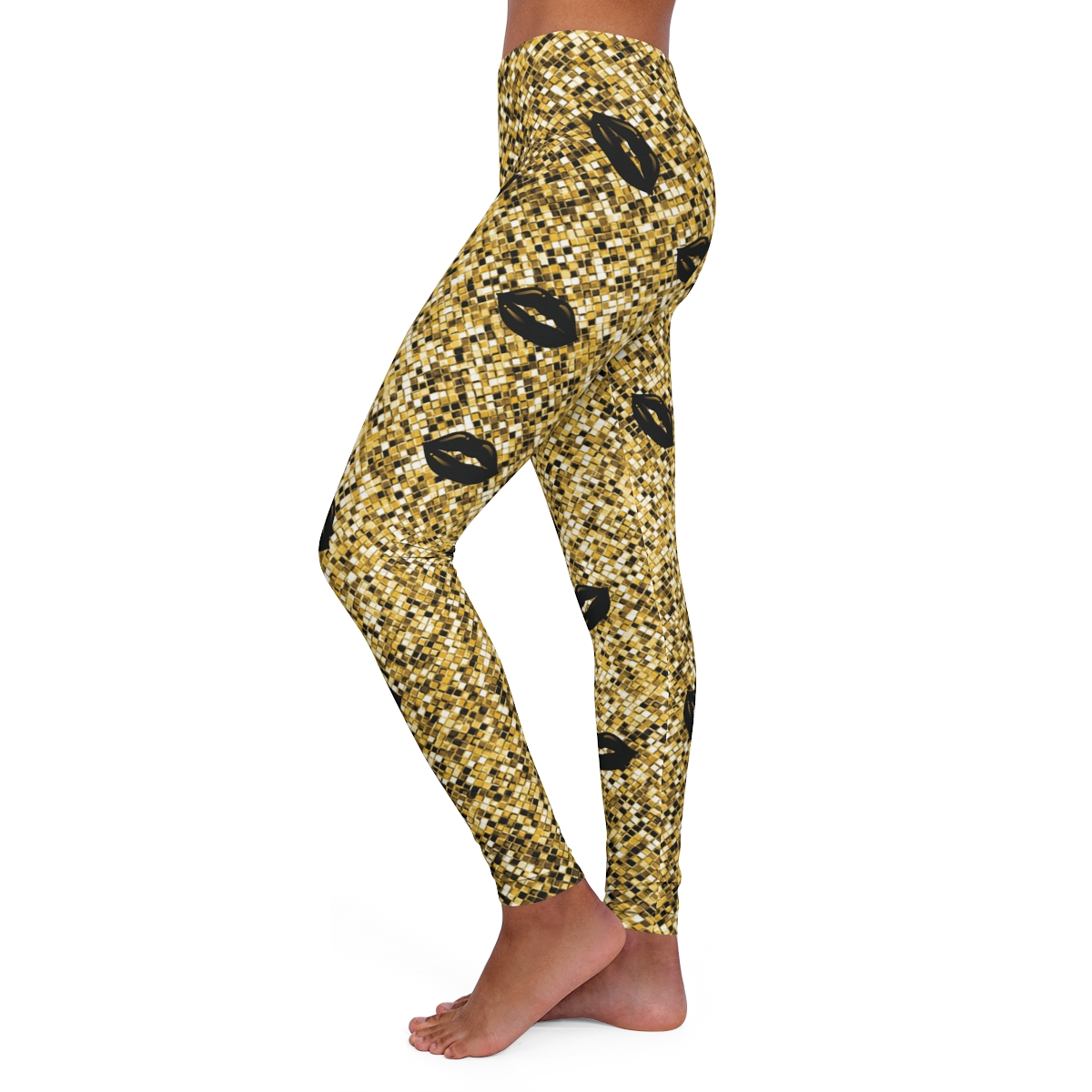 Spandex Pants Bianca Belair Gold Wrestling Leggings - ChickenFeetstore