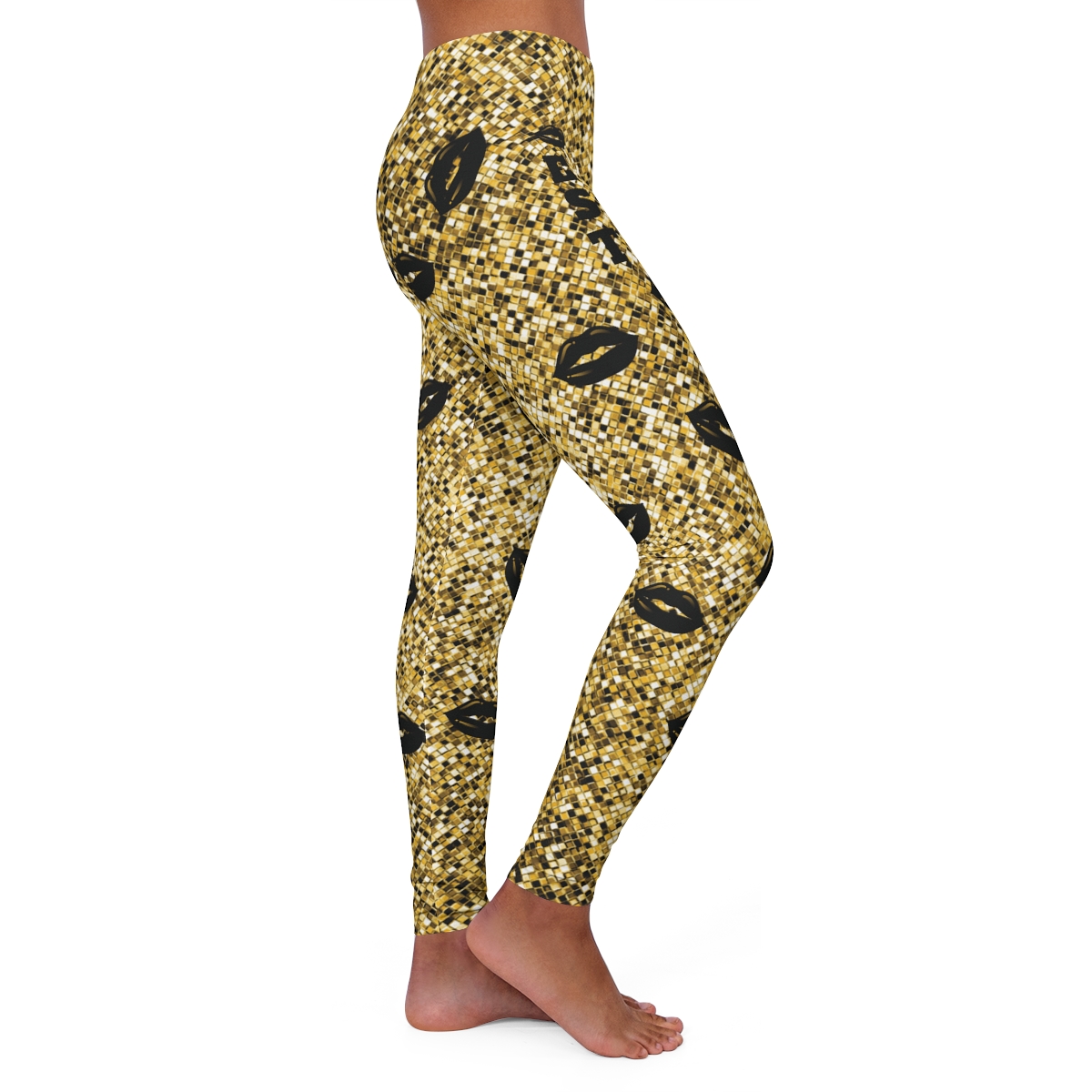 Spandex Pants Bianca Belair Gold Wrestling Leggings - ChickenFeetstore