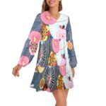 Long Sleeved Water Flowers Dress