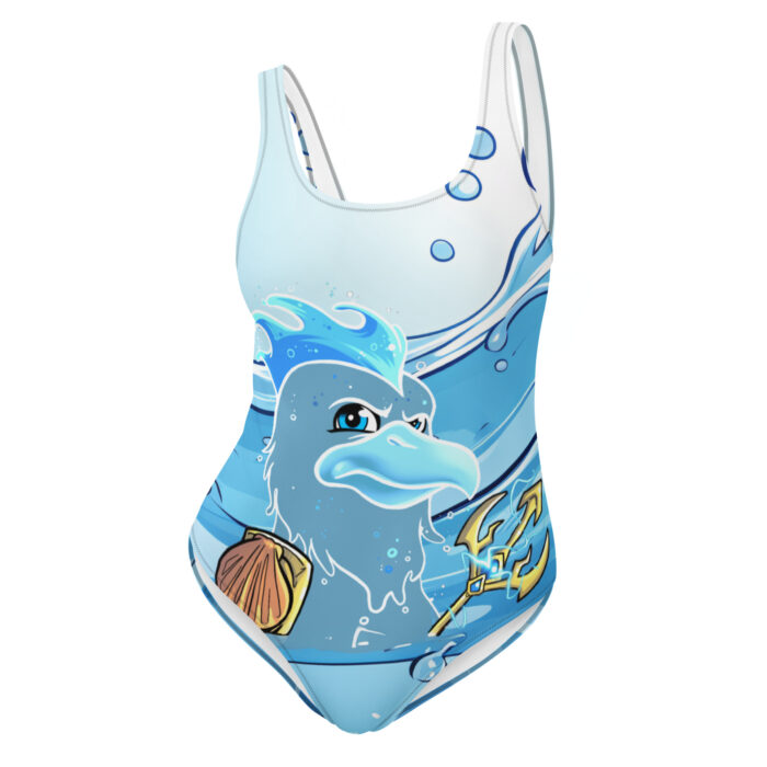 Swimsuit One-piece Graphic Chicken Aqua