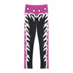 Bret Hart Wrestling Leggings For Youth Plain Pink and Black