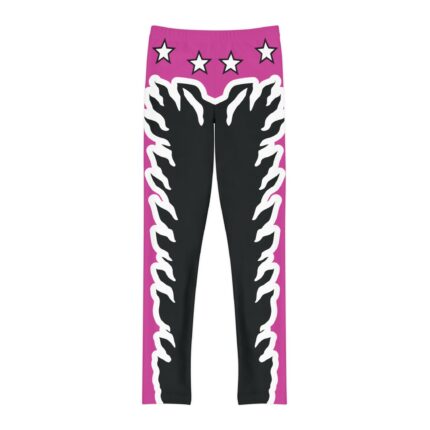 Bret Hart Wrestling Leggings For Youth Plain Pink and Black