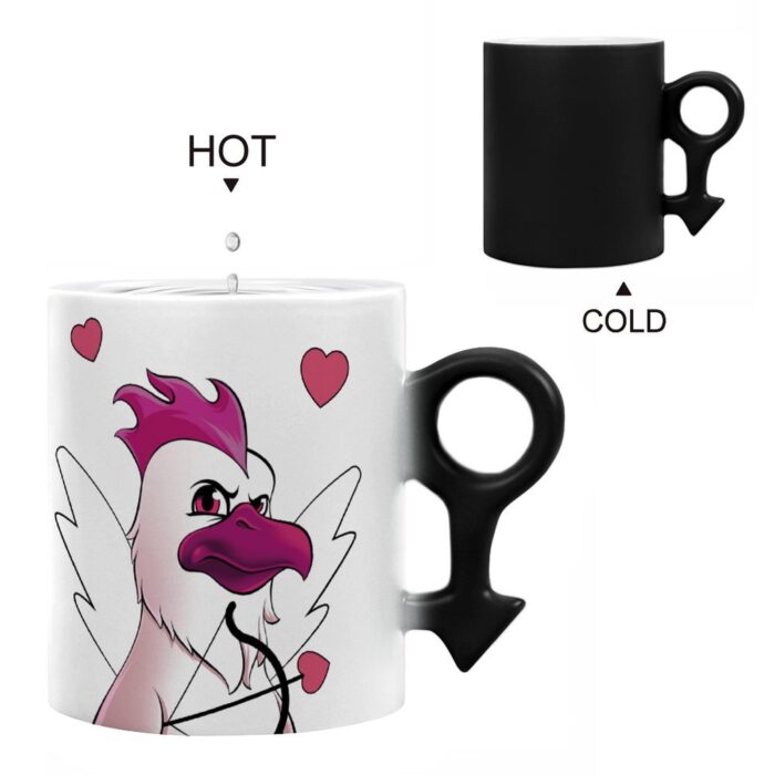 Valentine’s Couple Mug with Cartoon Chickens