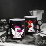 Valentine’s Couple Mug with Cartoon Chickens