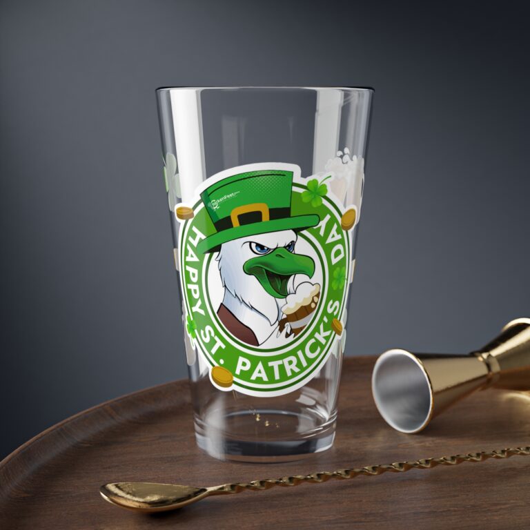 Mixing Glass, 10oz, St Patrick Chicken Themed Design